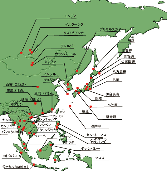 地図：EANETの参加国