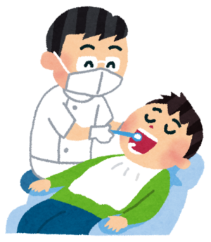 イラスト：歯科受診の様子