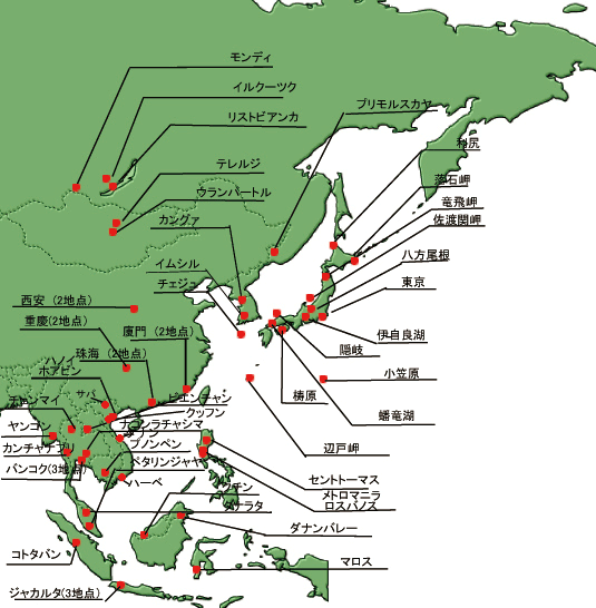 地図:EANETの参加国