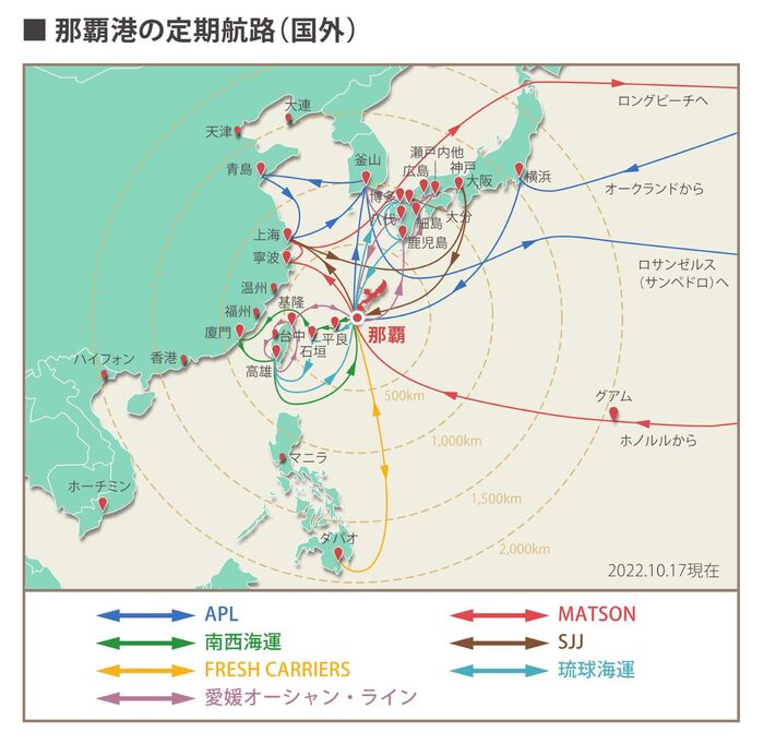 地図：海上航路（2022年10月17日現在）