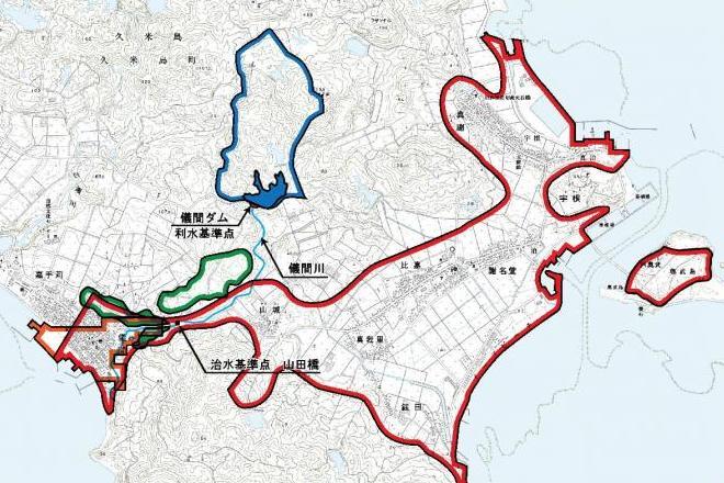 地図：儀間ダム位置図