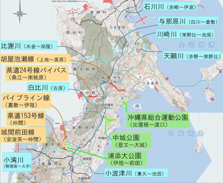 地図：河川都市班事業箇所図