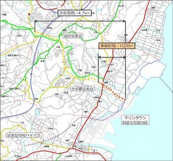 地図：浦添西原線（嘉手苅～小那覇）位置図