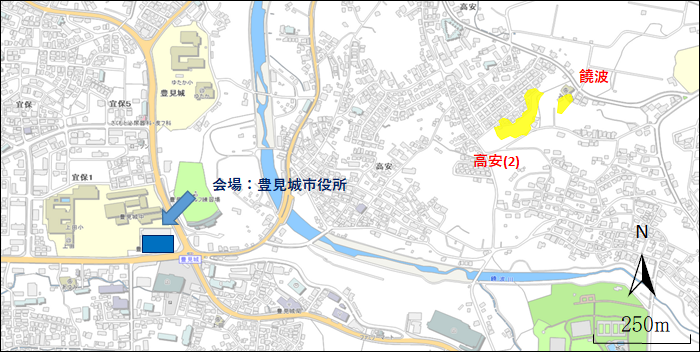 地図：饒波と高安（2）の位置図