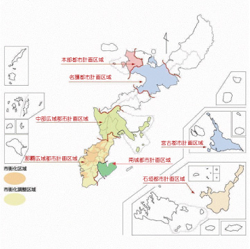 沖縄県の都市計画区域一覧図