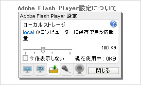 画面：Adobe Flash Player設定の様子
